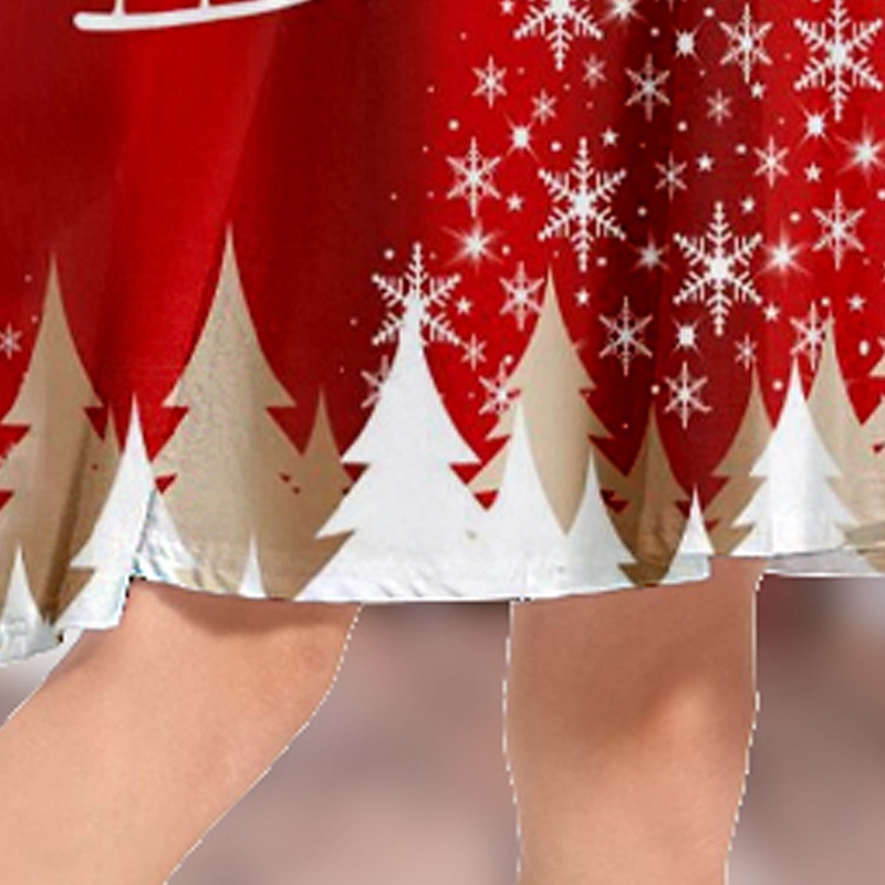 Copii Fete Rochie de Crăciun Rochie Rochie cu fulg de nea Mos Craciun Fiecare Om de Zăpadă Manșon Lung Casual Γούνινος Γιακάς Crewneck Elegant Adorabil Poliester Sub Genunchi Rochie casual Rochie 2025 - $24.99 –P10