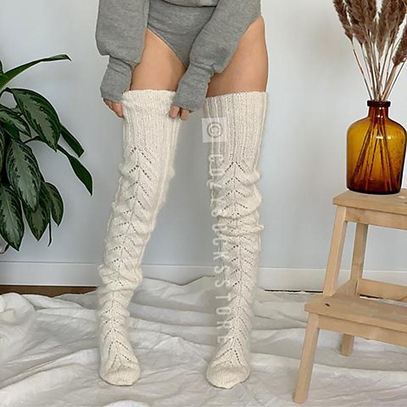 Women's Stockings Thigh-High Crimping Socks Winter Tights Thermal Warm High Elasticity Hole Winter Black Pink Grey One-Size 2025 - $18.99 –P13