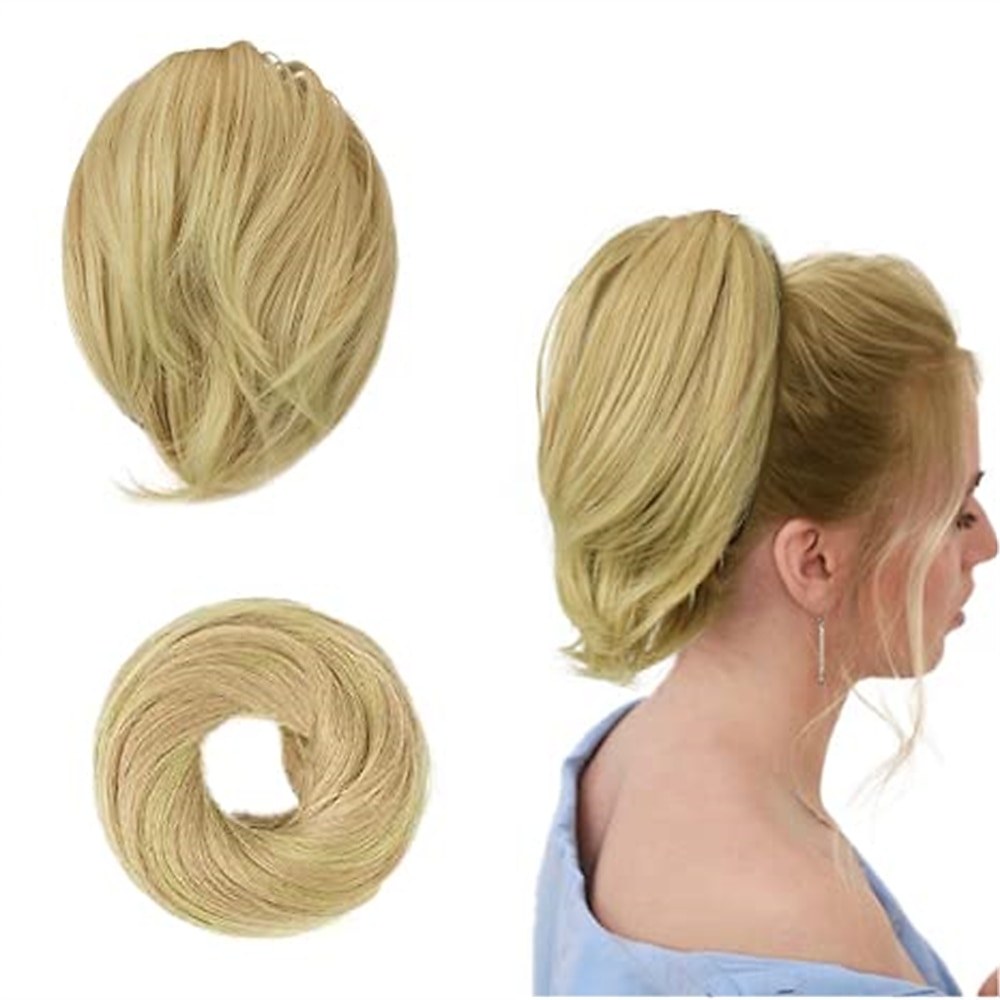 hiukset nuttura poninhäntäpidennys suora synteettinen hiuslisä täysin lyhyt poninhäntä nuttura pidennykset hiustarvikkeet joustava helppo scrunchie naisille vaalea kullanruskea sekoitus vaalean 2025 - $9.49 –P11