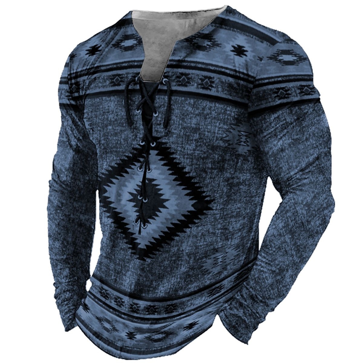 Homme T shirt Tee Tee Graphic Tribal Col Noir Vert Claire Rose Claire bleu marine Bleu 3D effet Extérieur Plein Air manche longue Lacet Imprimer Vêtement Tenue Design mode Rétro Vintage basique de 2025 ? $20.99 –P8