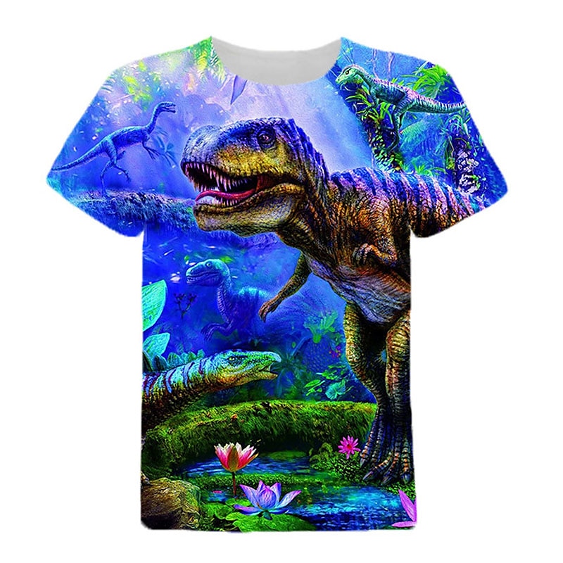 Lapset Poikien T-paita Tee Eläin Dinosaurus Lyhythihainen Crewneck Lasten toppi Kausaliteetti 3D-tulostus Tyylikäs Päivittäin Kesä Viini 3-12 vuotta 2025 - $11.99 –P5