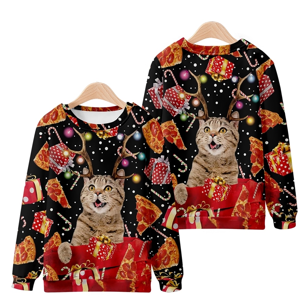 Animales Baile de Máscaras Pullover Sudadera navideña divertida Impresión 3D Para Pareja Hombre Mujer Adulto Navidad Nochebuena Fiesta Navidad 2025 - $26.99 –P3