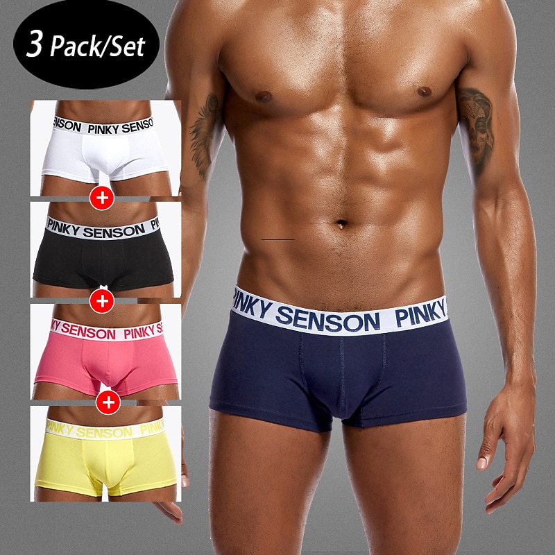 Herren 3 Pack Unterwäsche Unterwäsche Boxer Slip Polyester-Baumwoll-Gemische Waschbar Komfortabel Buchstabe Tiefe Hüfthöhe Schwarz Weiß 2025 - $12.99 –P1