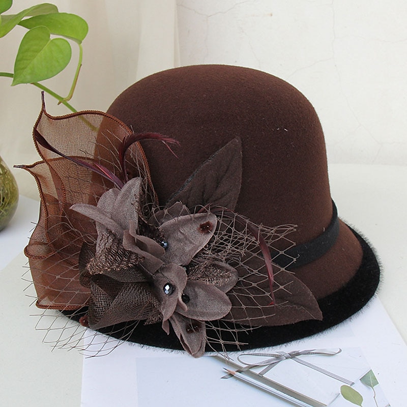 kentucky cappello derby autunnale cappelli da sposa piume artificiali misto poli/cotone bombetta/cloche cappello alla pescatora cappello fedora casual vacanza stile vintage elegante con applicazioni del 2025 a $18.99 –P8