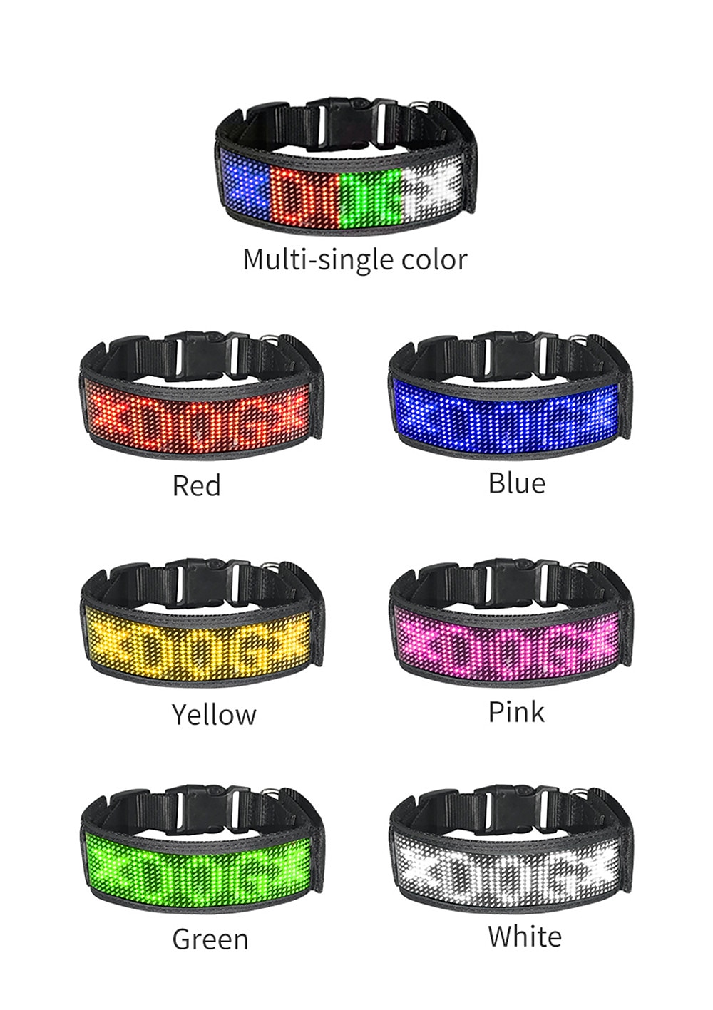 2025年 2023 新しい Bluetooth プログラマブル LED ペット犬猫首輪点滅発光調整可能な名前サイン抗紛失首輪 コレクション – $43.99 –P2