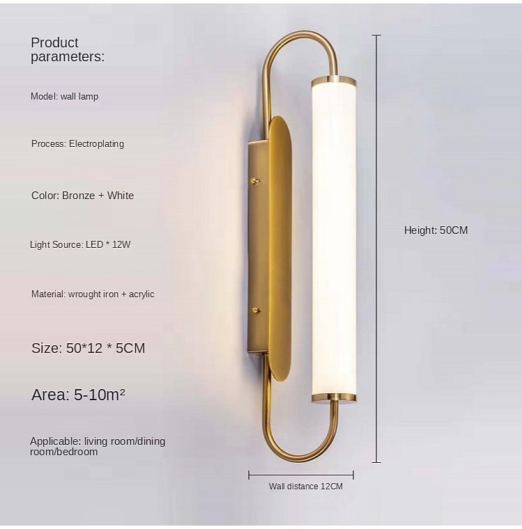 LED Wall Light Brass, Modern Strip Wrought Iron Glass Wall Lamp, Indoor Bedroom Bedside Lighting Wall Lights, Living Room Stair Lamps 2026 - $59.99 –P8