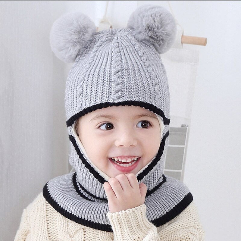 Children's Woolen Hat Scarf Suit, Plus Velvet Set For Autumn And