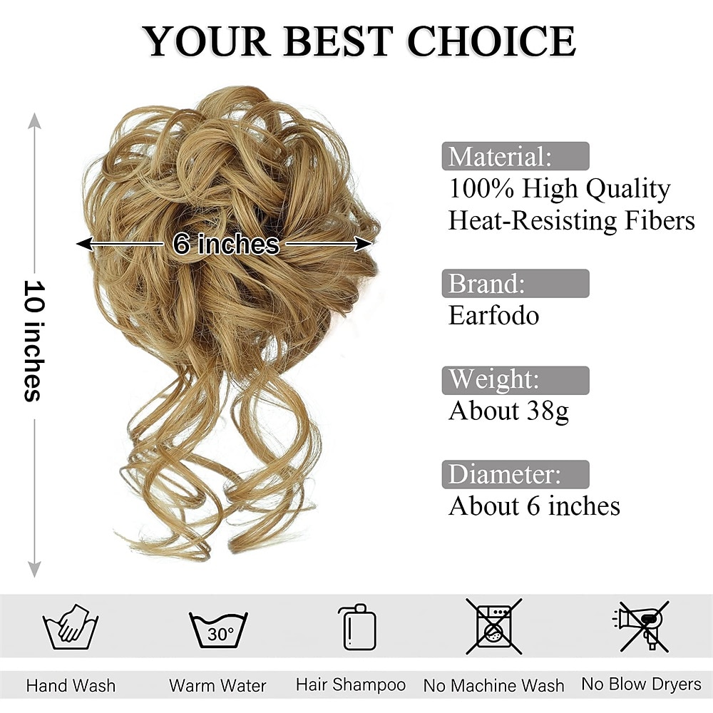 Messy Bun Hair Piece Messy Hair Bun Scrunchies for Women Tousled Updo Bun Synthetic Wavy Curly Chignon Ponytail Hairpiece for Daily Wear 2026 - $9.49 –P9