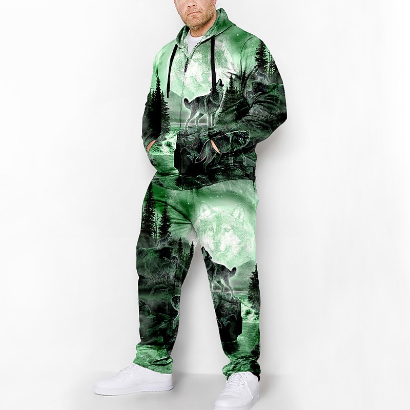 Per uomo Grafico Animale Lupo 2 pezzi Set di felpe 3D Felpa con Cappuccio Tuta Manica Lunga Pantaloni lunghi Con Cappuccio Moda Designer Casual Quotidiano Sportivo Uscire Stampa 3D Primavera & Autunno del 2025 a $56.99 –P1