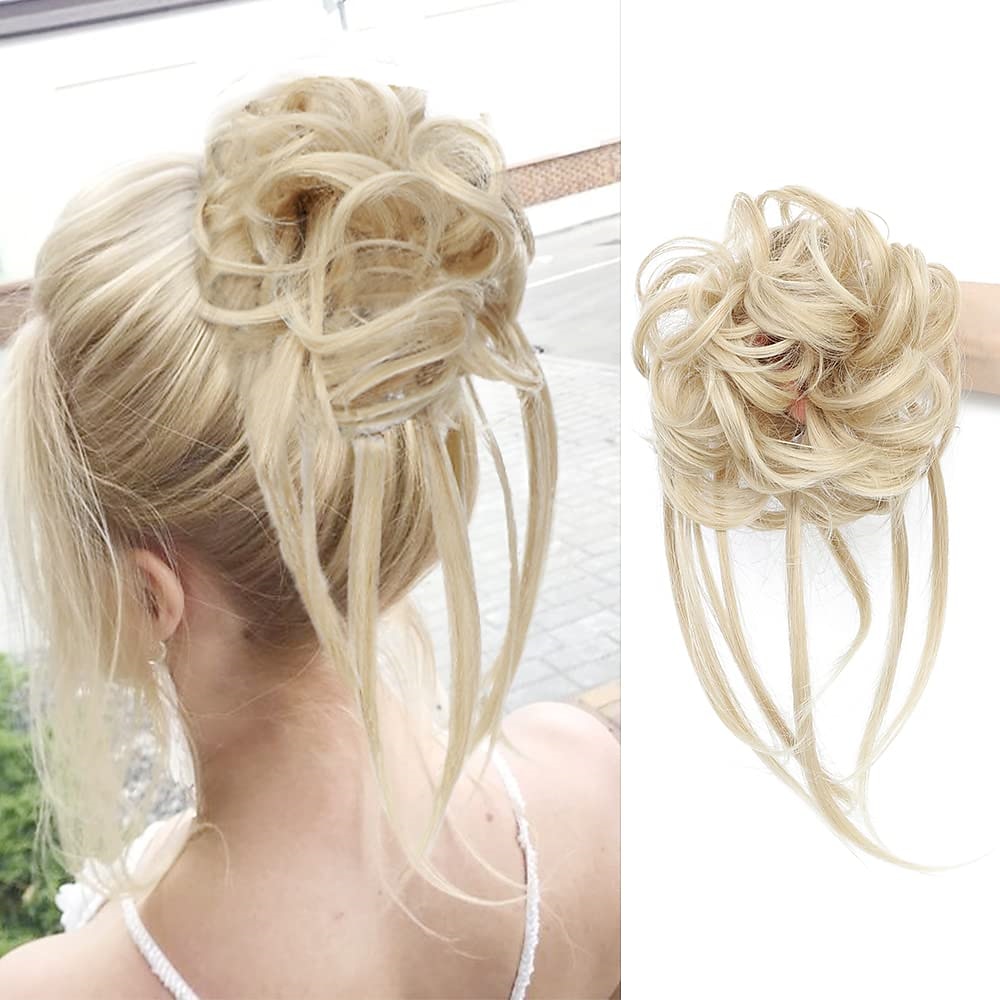 chignon ébouriffé chignon désordonné extensions de chignon avec élastique élastique queue de cheval chouchous pour femme (mélange brun blond clair) de 2025 ? $18.49 –P6
