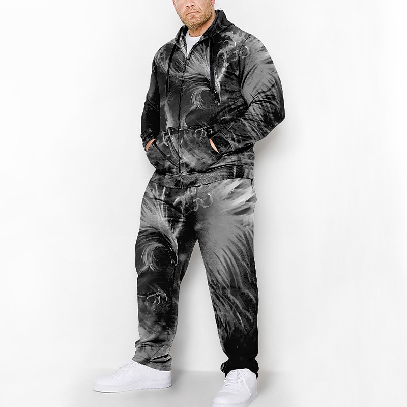 Bărbați Grafic fenix 2 buc Seturi de hanorace 3D Hanorac cu Glugă Trening Set Marime Plus Manșon Lung Pantaloni lungi Capișon Modă Designer Casual Zilnic Sport Ieșire Imprimare 3D Primăvara & toamnă 2025 - $56.99 –P3