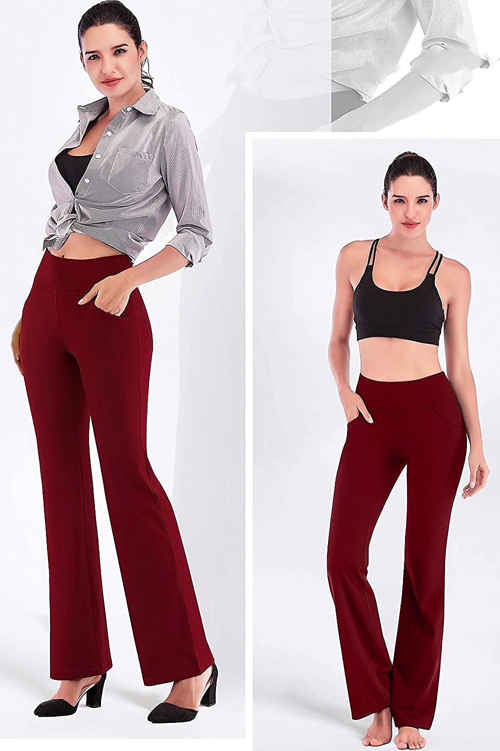 Women's Yoga Pants Side Pockets Wide Leg High Waist Yoga Fitness Gym Workout Bottoms Dark Grey Navy Black Spandex Sports Activewear High Elasticity 2025 - $19.99 –P12