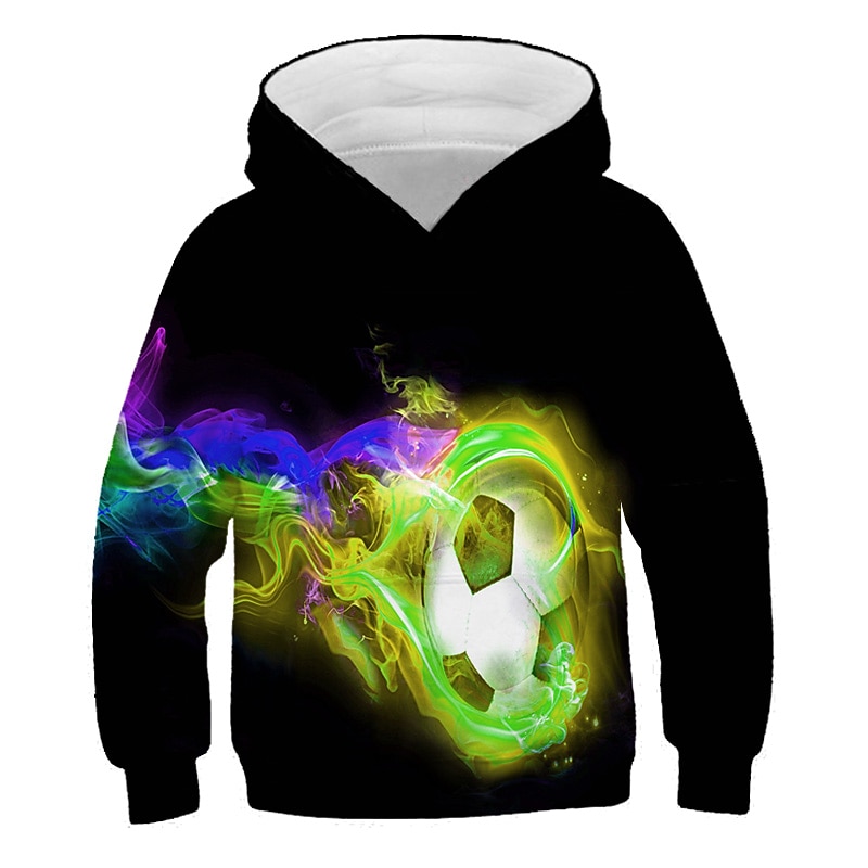 Pojkar 3D Fotboll Huvtröja Långärmad 3D-tryck Höst Vinter Grundläggande Polyester Barn 2-13 år Utomhus Dagligen Inomhus 2025 - $18.99 –P2