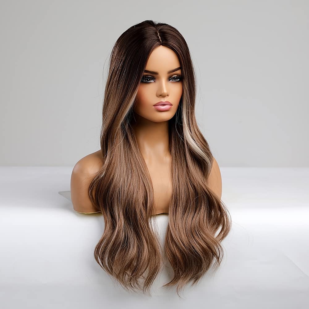 hete roze pruik magenta pruik lang krullend golvend roze pruiken voor vrouwen meisjes middelste deel hittebestendige hight density synthetische pruiken 2025 - $24.99 –P12