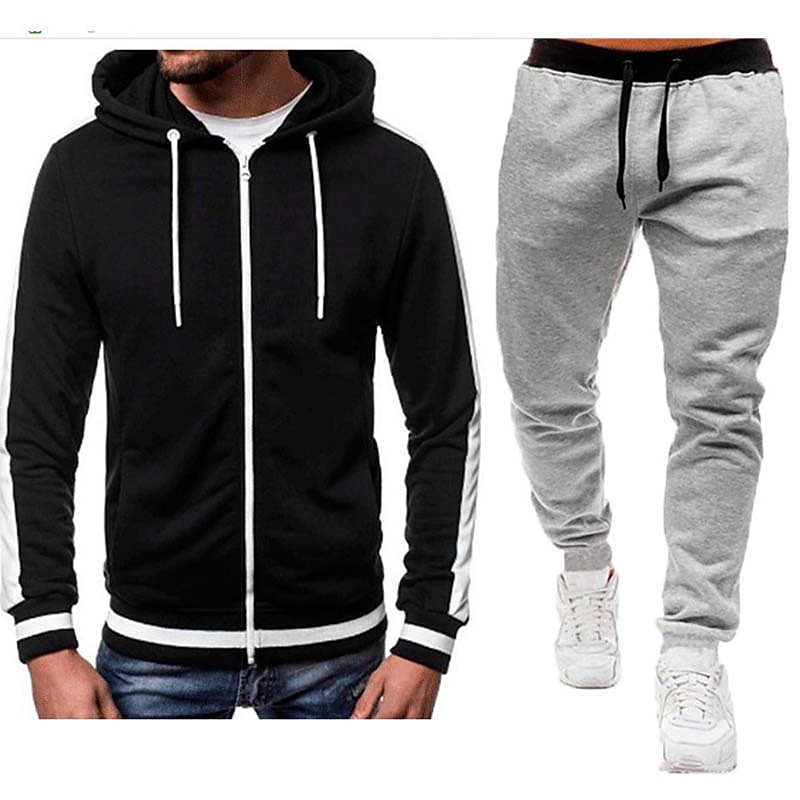 Men's Tracksuit Sweatsuit Zip Hoodie Sweatshirt Hoodie Jacket Jogging Suits Red & Black Black+Light Grey Dark Grey+Light Grey Red+Light Grey Red+Dark Grey Hooded Color Block Drawstring 2 Piece Sports 2026 - $28.99 –P14