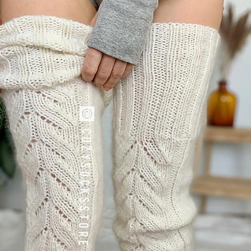 Women's Stockings Thigh-High Crimping Socks Winter Tights Thermal Warm High Elasticity Hole Winter Black Pink Grey One-Size 2025 - $18.99 –P14