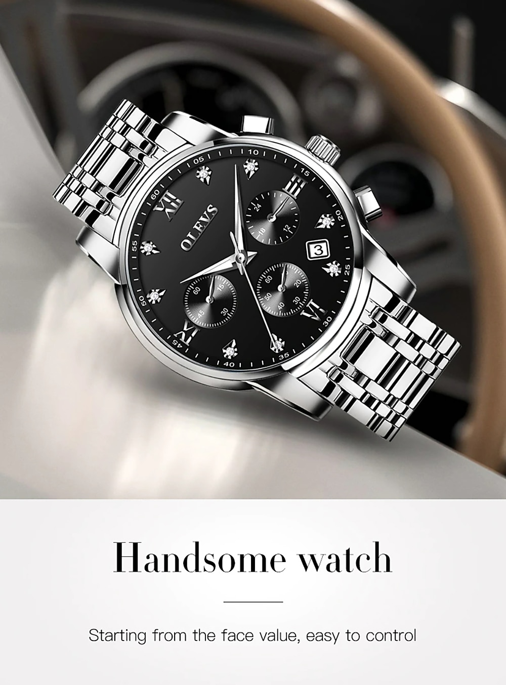 OLEVS Quartz Watch for Men Chronograph Luminous Luxury Wristwatch Large Dial Calendar Day Date Metal Stainless Steel Waterproof Wrist Watch Fashion Stylish Business Classic Gift 2026 - $39.99 –P16