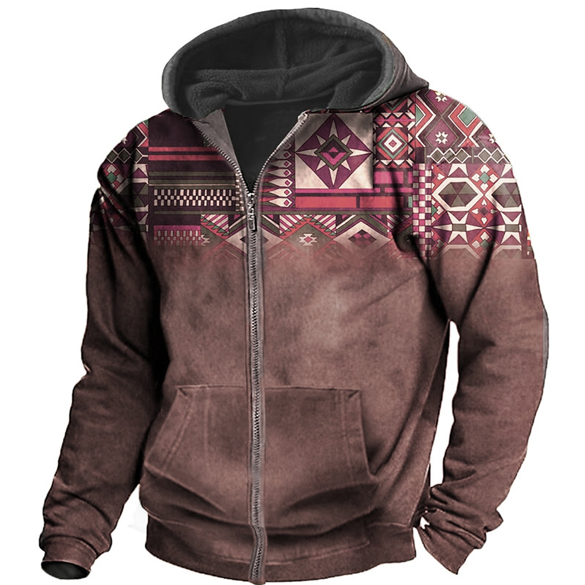 Hombre Bloque de color Estampados Sudadera Sudaderas Ropa de calle Design Manga Larga Con Capucha Deporte Diario Deportes Negro Rojo Cremallera Estampado Primavera & Otoño Diseñador 2025 - $27.99 –P4
