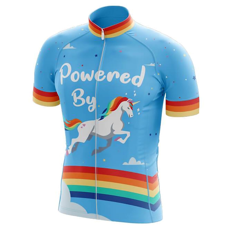 Voor heren Wielrenshirt Eenhoorn Grappig Engelse slogan Korte mouw Fietsen Shirt Kleding Bovenlichaam met 3 achterzakken Bergracen Wegwielrennen Sneldrogend Reflecterende strips Achterzak 2026 - $30.99 –P12