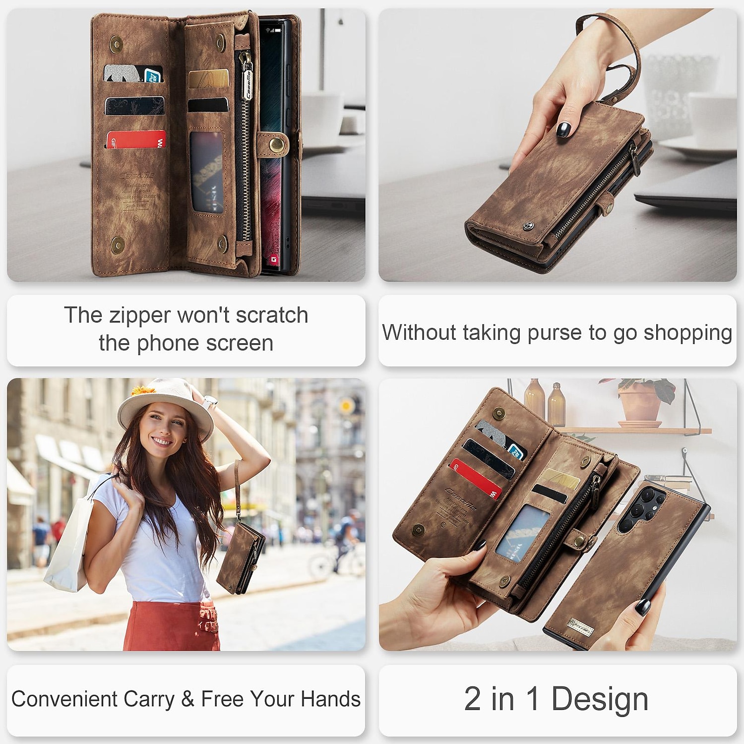 Чехол для телефона Samsung Galaxy Wallet Card S22 Ultra Plus S21 FE S20 A72 A52 A32 5G Note 20 10 Ultra Plus A51 с молнией и ремешком для телефона подставка однотонная PU-кожа 2025 - $38.99 –P6