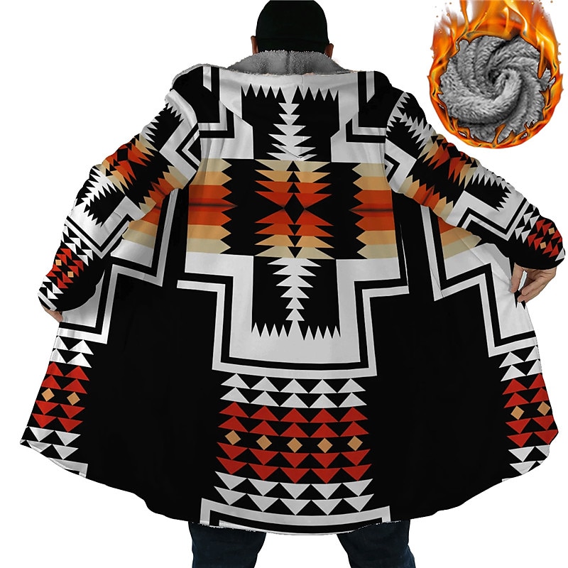 Men's Geometry Winter Coat Fleece Jacket Coat Warm Breathable Comfortable Streetwear Sport Ethnic Style Sports & Outdoor Daily Wear Going out Zipper Pocket Print Fall & Winter Hoodie Long Sleeve 2025 - $73.99 –P1