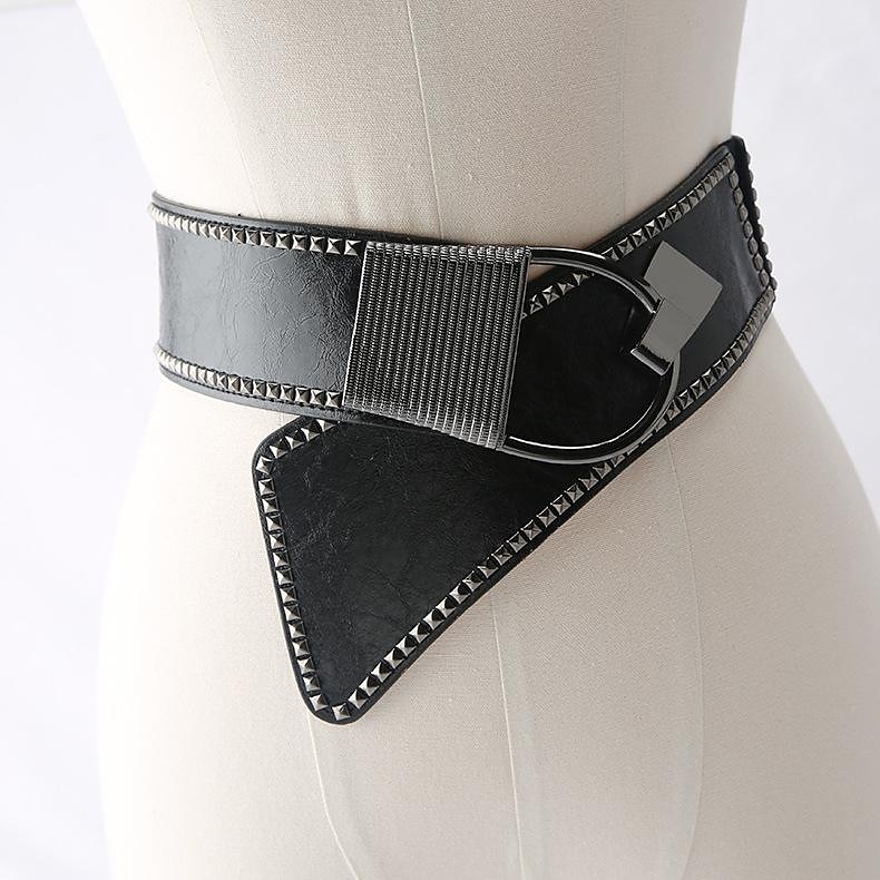 Dámské Široký pásek Korzetový pásek PU kůže Spona zdarma Nýtový dekor gotický Vintage Retro Párty Denní Černá M kód (70~90 pas) Černá velikost S (60~80 pas) 2025 - $11.99 –P8