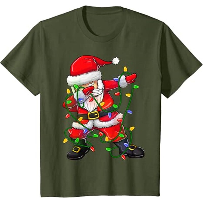 Gyerekek Fiú Póló Tee Mikulás Rövid ujjú Crewneck Gyermek Top Hétköznapi Divat Imádni való Nyár Fekete 3-12 év 2025 - $6.99 –P8