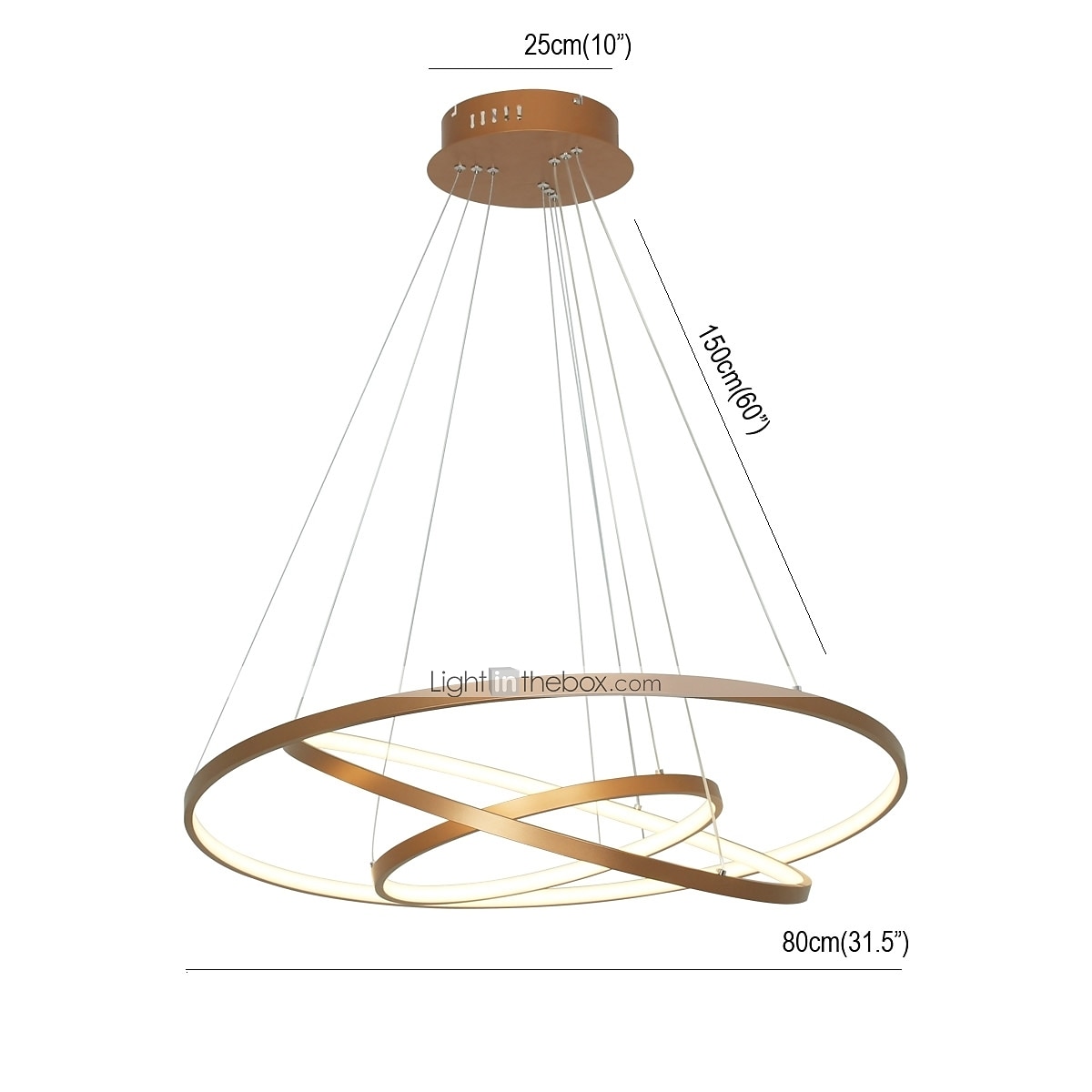 3 lumini led pandantiv 80/60/40cm cerc mat periat design auriu aluminiu vopsit finisaje sufragerie moderne lumini de sufragerie reglabile doar cu telecomanda 2025 - $299.99 –P1