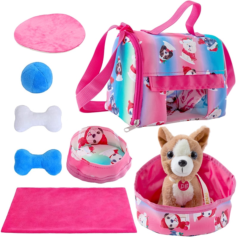 Doll Travel Suitcase Carry on Luggage, Ticket, Passport and 12 Accessories  -for 18 Inch Dolls