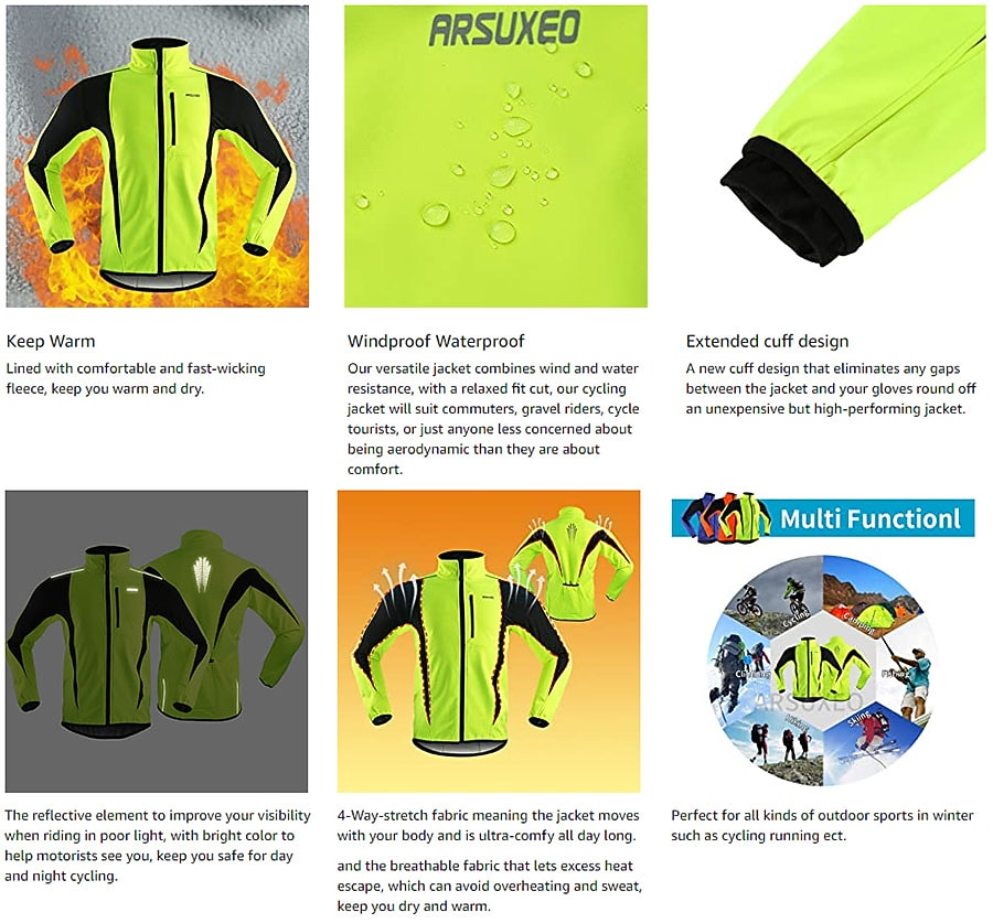 Арсуксо Муж. Велокуртки Ветровка Флисовая жилетка Зима Сохраняет тепло С защитой от ветра Флисовая подкладка Дышащий Велоспорт Жакет Горные велосипеды Шоссейные велосипеды Езда по городу / Эластичная 2025 - $49.99 –P5