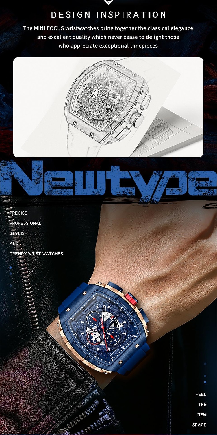 MINI FOCUS Quartz Sport Watch Gift for men Chronograph Luminous Calendar Army Mens Watches Top Brand Luxury Silicone Band Waterproof 2026 - $63.99 –P2
