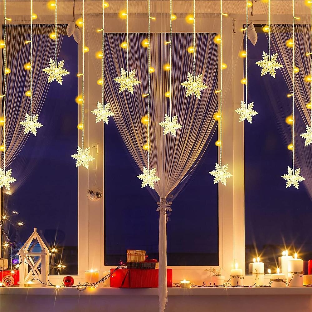 2025年 クリスマススノーフレークストリングライト屋外ソーラー8モード5m 216led 3.5m 96ledリモコン太陽エネルギー24vプラグインストリングライトledガーランドカーテンフェアリーストリングライト庭の軒先パーティーの装飾用  コレクション – $53.99 –P8