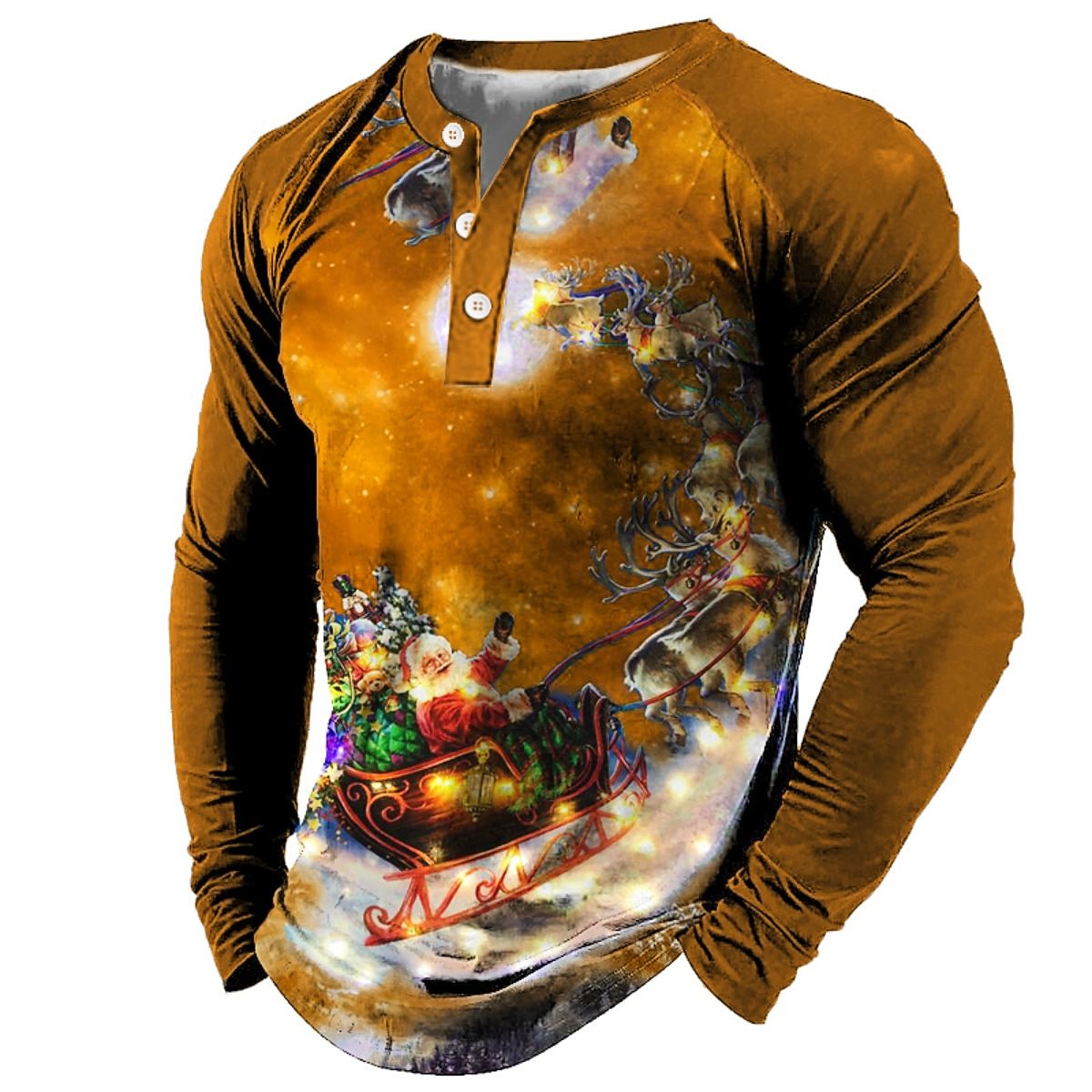 t koszula męska koszulka henley t koszula tee tee graficzny święty mikołaj henley morski błękit zielony czarny niebieski fioletowy 3d drukuj na zewnątrz z długim rękawem patchwork zapinana na guziki 2025 - $24.99 –P10