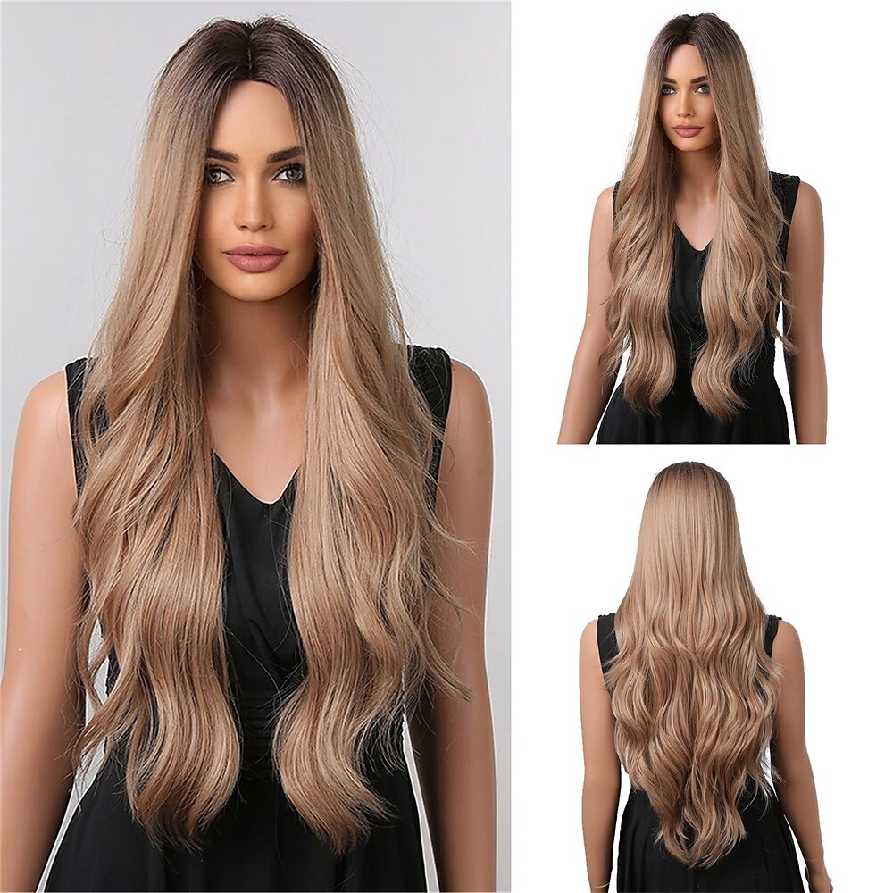 longue ondulée ombre brun à blonde perruques pour les femmes cheveux synthétiques résistant à la chaleur ombre perruque pour la fête quotidienne utilisation cosplay-24 pouces barbiecore perruques de 2025 ? $29.99 –P2