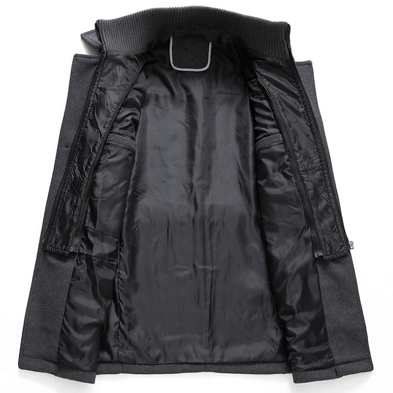 Men's Winter Coat Wool Coat Overcoat Business Casual Spring Winter Autumn Wool Windproof Warm Outerwear Clothing Apparel Active Chic & Modern Solid Colored Rolled collar 2025 - $73.99 –P5