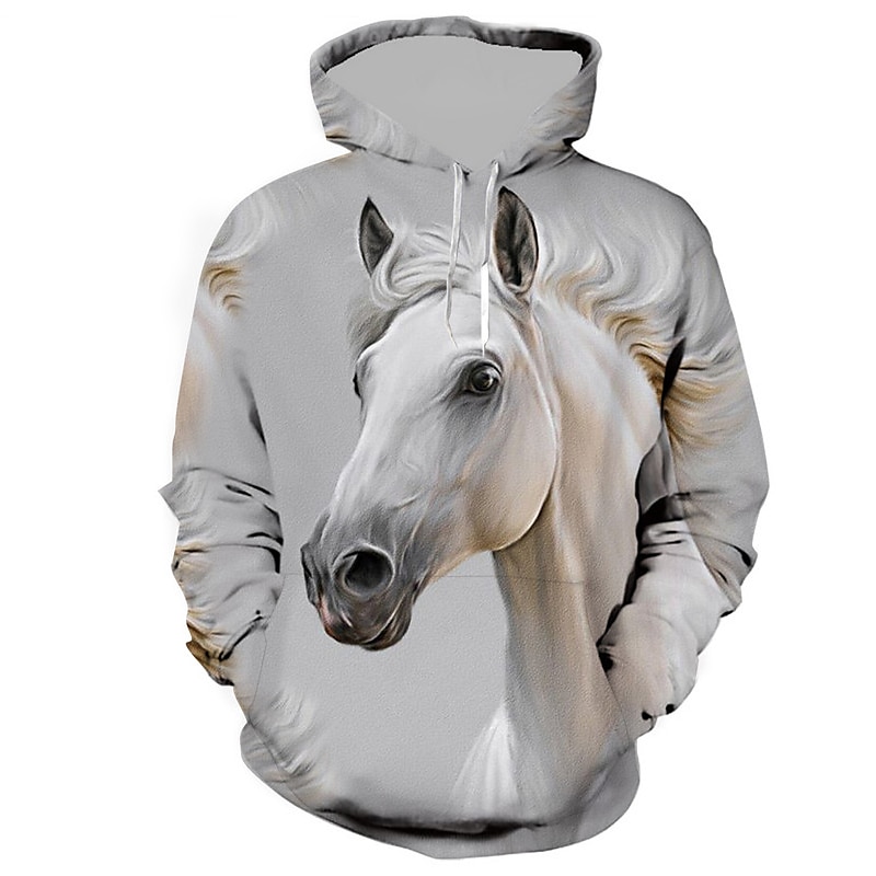 Homens Animal Cavalo Moletom Moletons Moletom com capuz Manga Longa Moletom com capuz Com Capuz Roupa de rua Impressão 3D Diário Esportes Branco Rosa Imprimir Primavera & Outono Designer de 2025 por $29.99 –P1