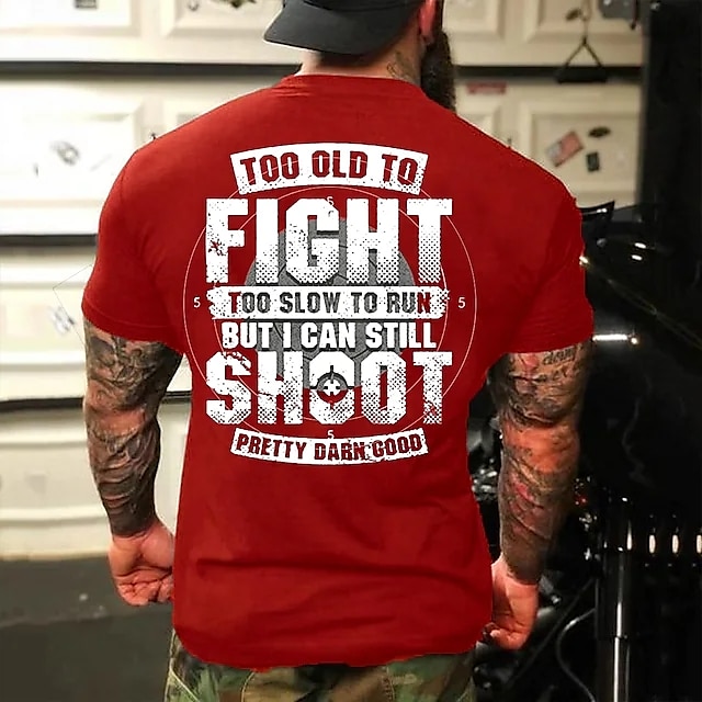 Homens Letra Velho demais para lutar Camiseta Camisetas gráficas 100% Algodão Manga Curta Gráfico Camisa Preto Vinho Vermelho Camiseta confortável Rua Feriado Roupas de estilistas de 2025 por $15.99 –P12