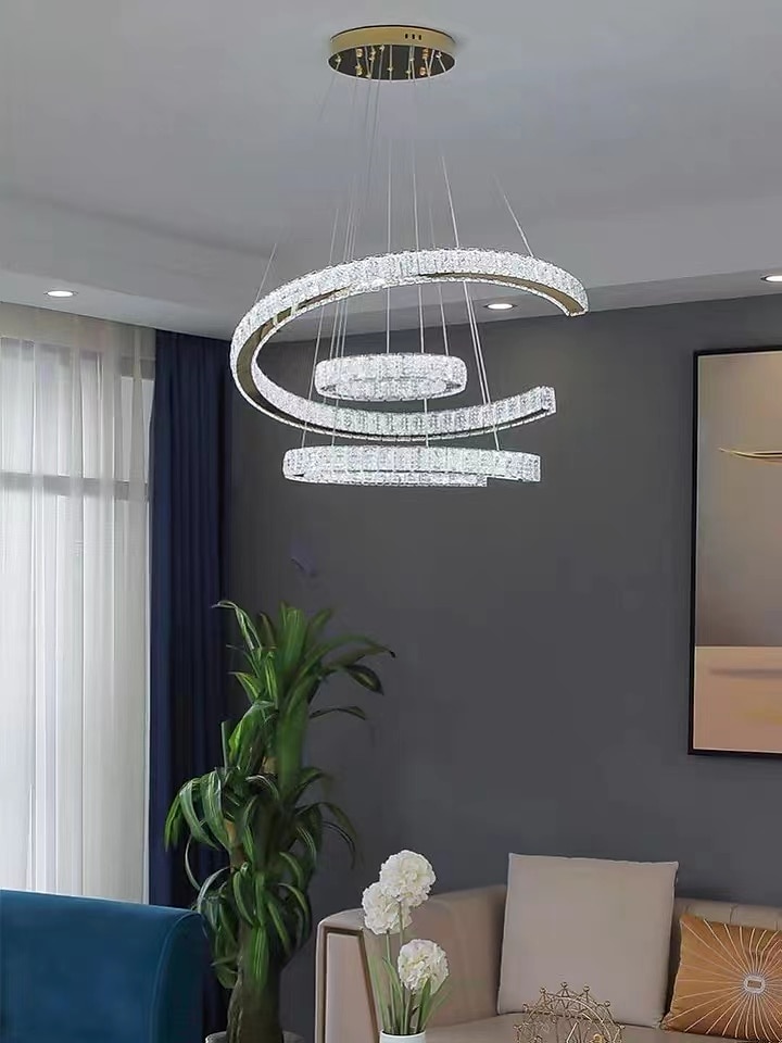 3-ring led عاكسة للضوء pandent ضوء كريستال تصميم دائرة الثريا الفولاذ المقاوم للصدأ طبقات النمط الفني النمط الرسمي مطلي بالكهرباء الفنية led 110-240v 2025 - $619.09 –P1