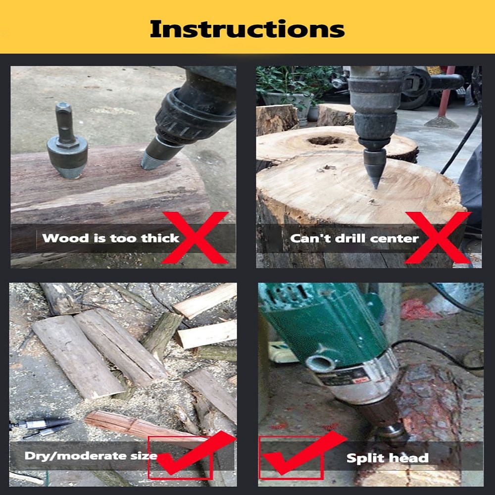 Firewood Log Splitter Drill Bit Hex Shank Removable Wood Splitter Drill Bits Heavy Duty Drill Screw Cone Driver 38mm/42mm/45mm (1.475"/1.625"/1.75") 2025 - $15.99 –P7