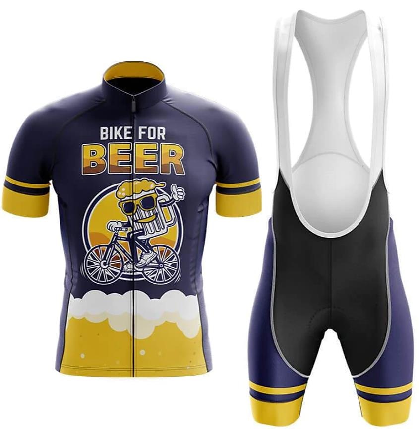Men's Cycling Jersey with Bib Shorts Short Sleeve Mountain Bike MTB Road Bike Cycling Black Red Navy Blue Oktoberfest Beer Bike Clothing Suit 3D Pad Breathable Quick Dry Back Pocket Polyester Spandex 2025 - $41.99 –P16