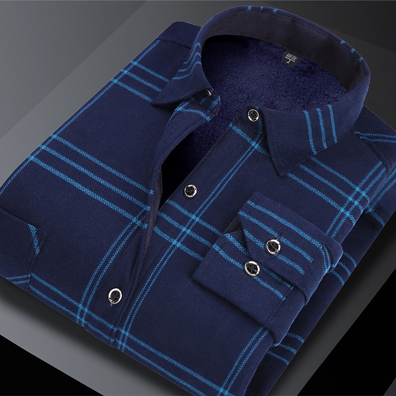 Voor heren Overhemd Geruit overhemd Shirt met kraag Fleeceshirt Overhemd met knopen Ruitjes Bruiloft Buiten A B C D Lange mouw Strijkijzer Winter Kleding 2025 - $29.99 –P9