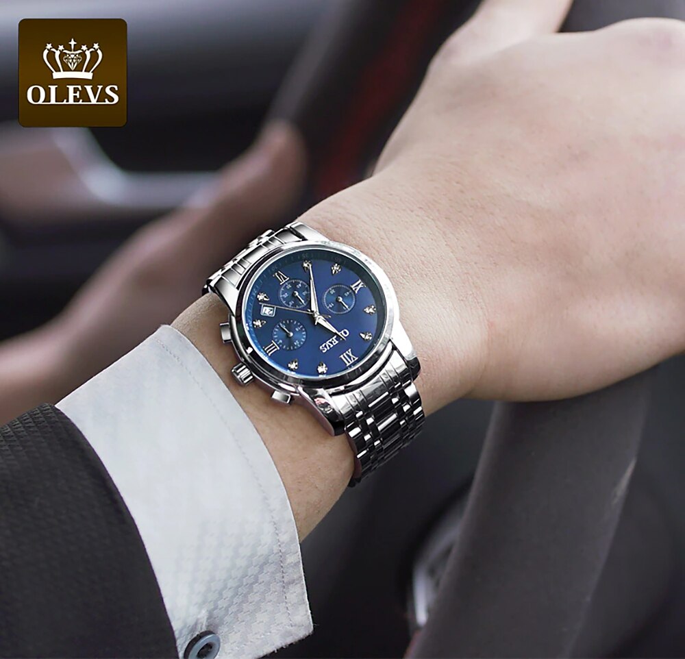 OLEVS Montres à quartz pour Hommes Analogique Quartz Classique Mode mode Classique Noël Grand Cadran Date du jour Métal Acier Inoxydable Mode de 2025 ? $36.99 –P2