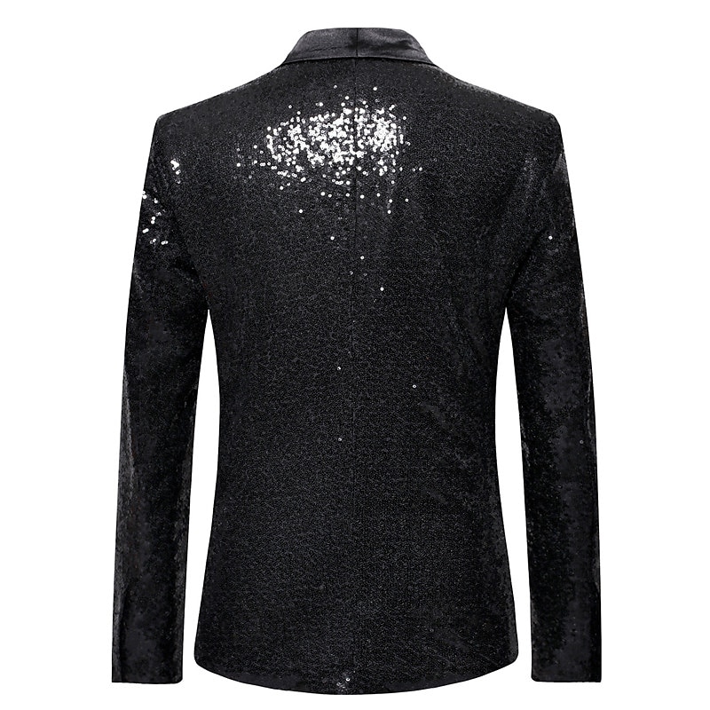 Herren Abendkleidung Blazer Sakko Neujahr Zeremonie Abendgesellschaft Modisch Strassenmode Herbst Winter Pailletten Einfarbig Pailletten Tasche Atmungsaktiv Komfortabel Einreiher - 1 Knopf Blazer 2025 - $61.99 –P4