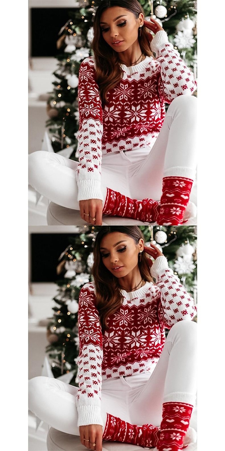 Ren Snöflinga Ful jultröja Jumper Dam Jul Vuxen Vuxna Jul julafton Jul Fest Topp 2025 - $43.99 –P9