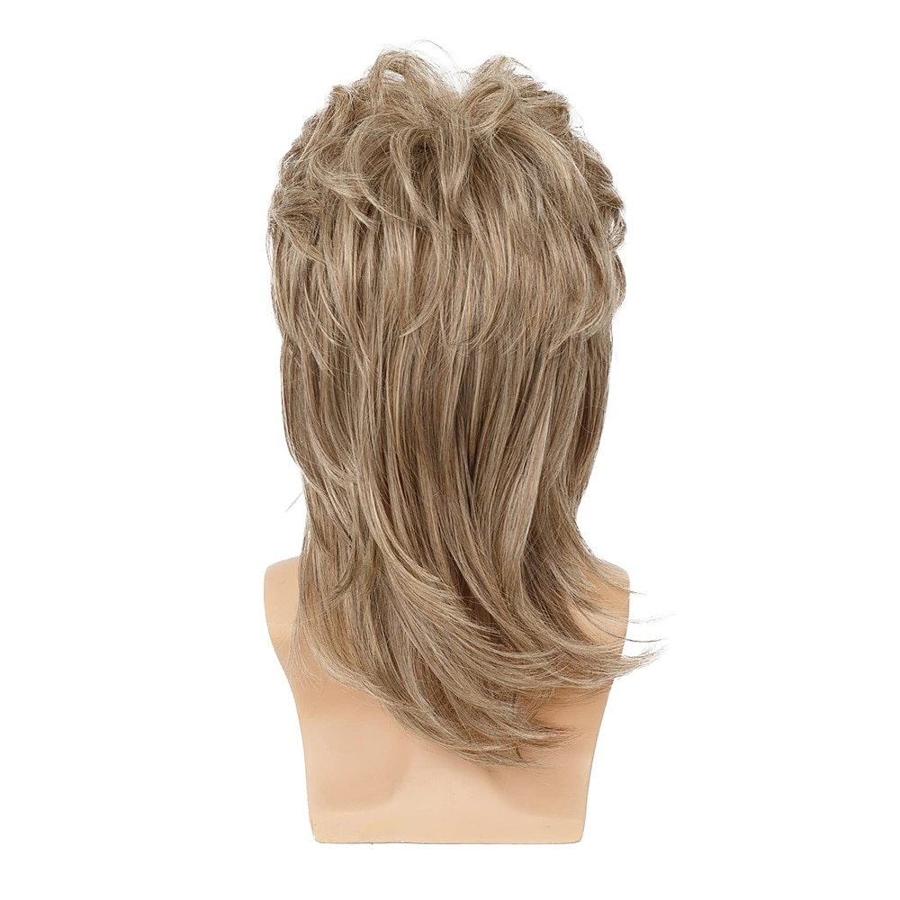 mullet peruk för män 70-tal 80-talskostym snygg festperuk lång blond lockig punk rockerperuk syntetiska kostymer peruker för manliga killar 2025 - $24.99 –P11