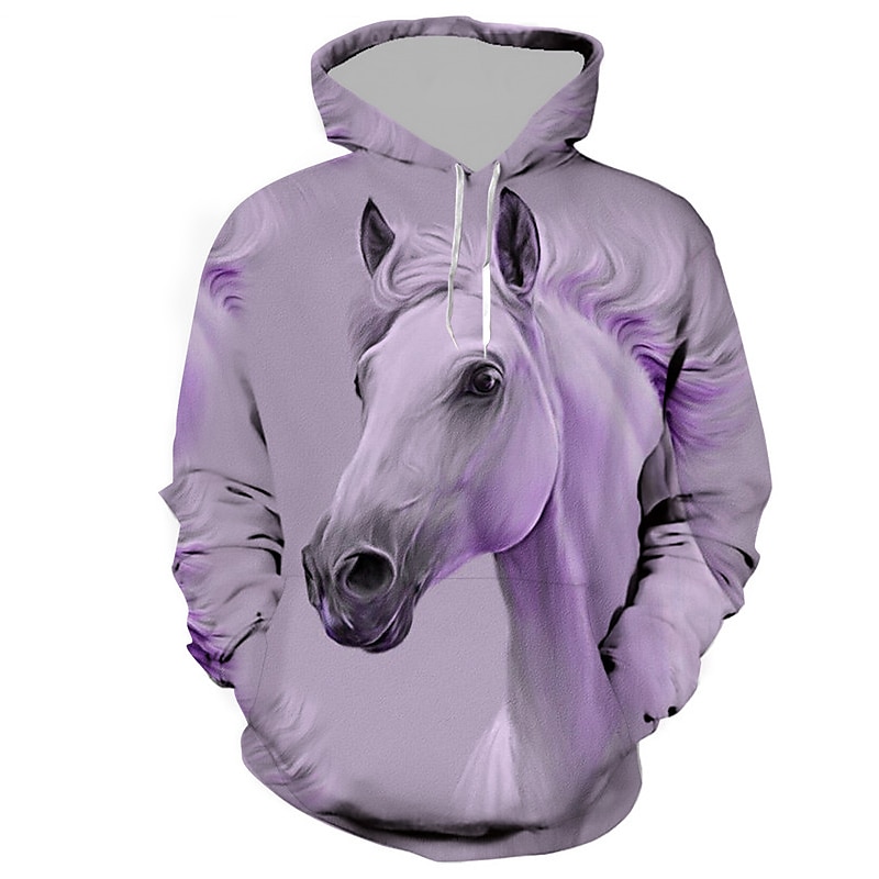 Homens Animal Cavalo Moletom Moletons Moletom com capuz Manga Longa Moletom com capuz Com Capuz Roupa de rua Impressão 3D Diário Esportes Branco Rosa Imprimir Primavera & Outono Designer de 2025 por $29.99 –P5