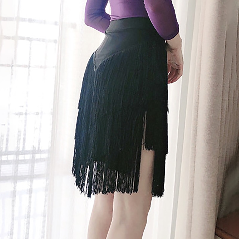 Latijnse dans Rokken Kwastje Ruches Pure Kleur Dames Prestatie Opleiding Hoog Polyester 2025 - $16.49 –P4