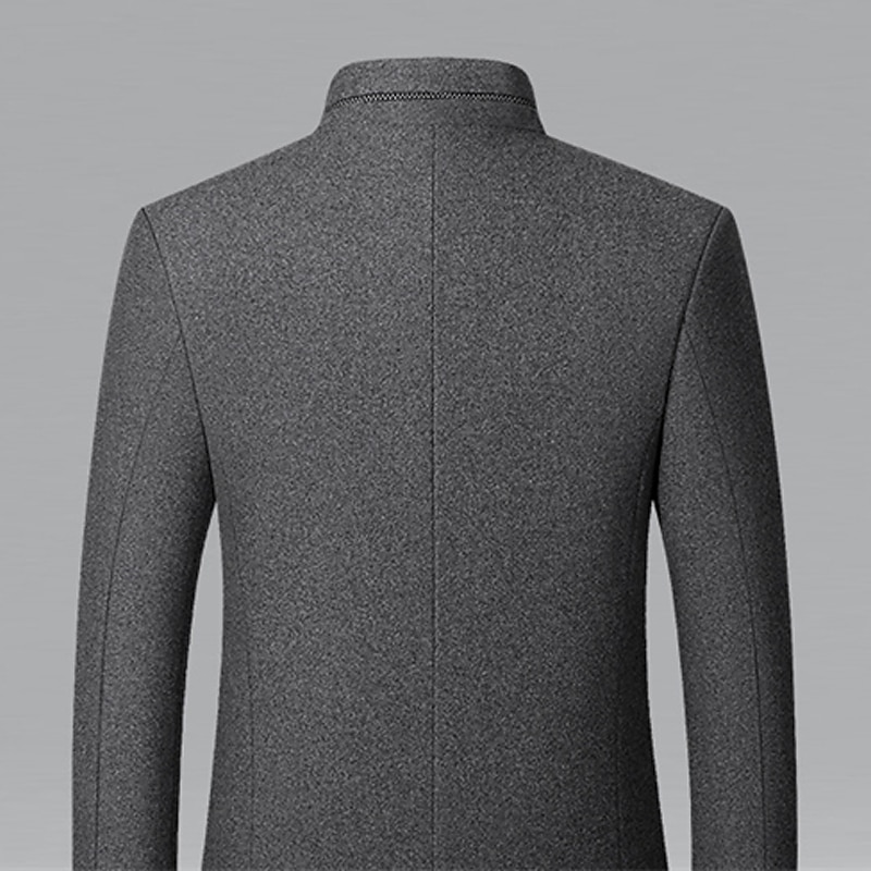 Herr Vinterkappa Yllekappa Rock Företag Dagliga kläder Vinter Ylle Håller värmen Utomhus Ytterkläder Kläder Mode Uppvärmning Solid färg Ficka Kinakrage Enkelknäppt 2025 - $48.99 –P7