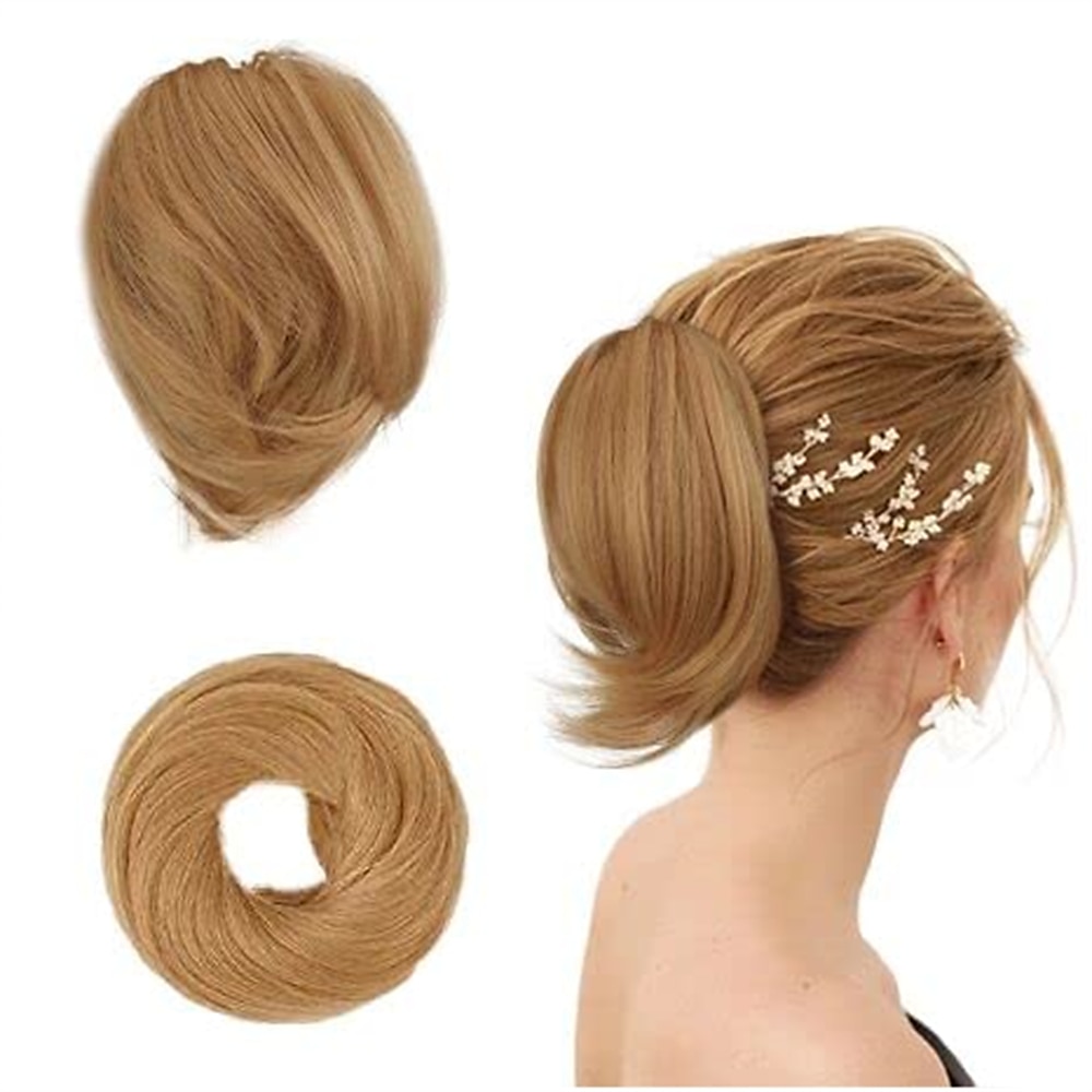 hiukset nuttura poninhäntäpidennys suora synteettinen hiuslisä täysin lyhyt poninhäntä nuttura pidennykset hiustarvikkeet joustava helppo scrunchie naisille vaalea kullanruskea sekoitus vaalean 2025 - $9.49 –P7