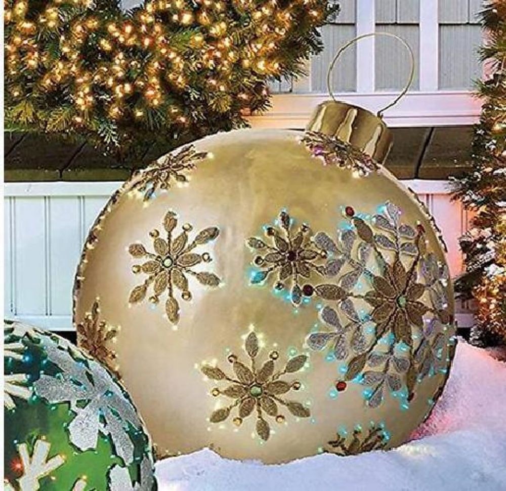 vánoční venkovní nafukovací zdobená koule 60cm (23.6inch) vánoce obrovské velké ozdoby na stromeček trávník zahradní veranda nafukovací koule ozdoby s pumpičkou 2025 - $20.99 –P5